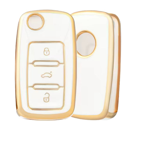 Funda blanca brillante para llave Volkswagen
