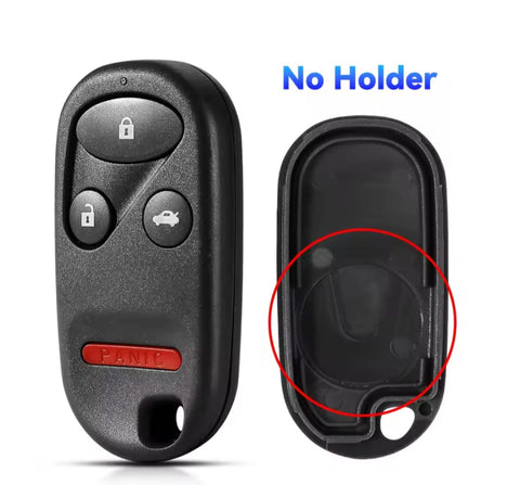 Carcasa de reemplazo para control remoto tipo llavero Honda Accord, Civic, CR-V, Jazz, S2000, Fit, Odyssey, diseño de 4 botones: abrir, cerrar, cajuela y pánico, batería unida a la tarjeta verde electrónica del control remoto, sin llave integrada, cuelga como llavero