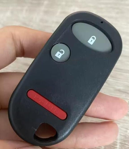 Carcasa de reemplazo para control remoto tipo llavero Honda Civic, CR-V, Accord, Jazz 2003-2011, diseño de 3 botones: abrir, cerrar y pánico, batería en el centro de la tapa trasera, sin llave integrada, cuelga como llavero