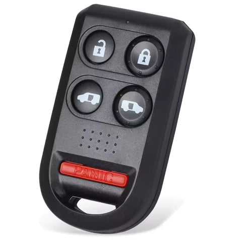 Carcasa de reemplazo para control remoto tipo llavero Honda Odyssey 2005-2010, diseño de 5 botones: abrir, cerrar, puerta lateral izquierda corrediza, puerta lateral derecha corrediza y pánico, sin botón de cajuela, sin llave integrada, cuelga como llavero