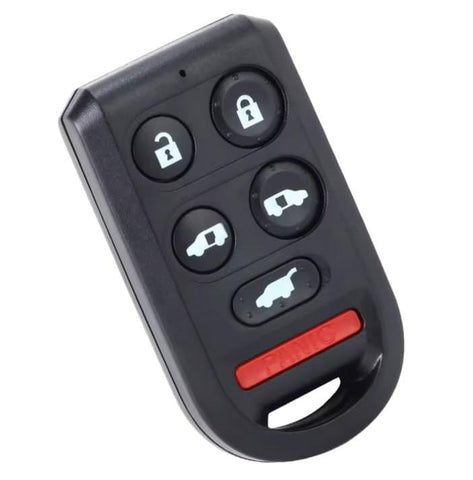 Carcasa de reemplazo para control remoto tipo llavero Honda Odyssey 2005-2010, diseño de 6 botones: abrir, cerrar, puerta lateral izquierda corrediza, puerta lateral derecha corrediza, cajuela y pánico, sin llave integrada, cuelga como llavero
botones: lock, unlock, puerta izquierda, puerta derecha corredizas, cajuela y pánico, no incluye botonera interna