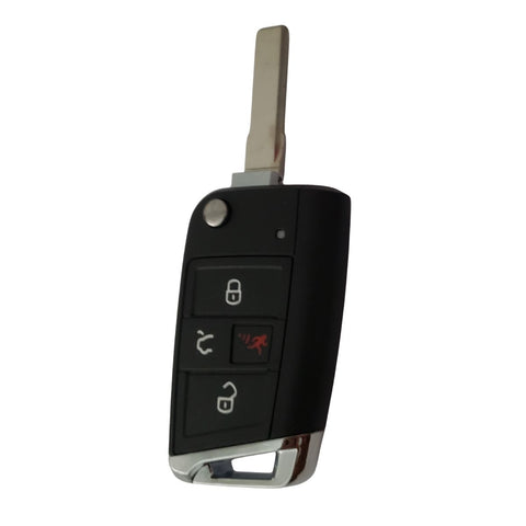 Carcasa llave abatible VW Golf Jetta Passat Skoda Octavia Seat Leon 4 botones 2 cortes vista fronta