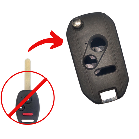 Carcasa tipo navaja abatible flip para convertir control remoto tipo llavero y llave física Honda en una sola pieza, llave escondida por costado, base de metal premium, compatible con City, CR-V, Fit, Insight, Odyssey, Pilot, Ridgeline 2005-2015