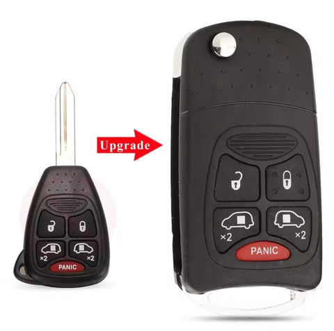 Llave abatible navaja Chrysler 300 300C Aspen Town Country Voyager Dodge Caravan Grand Caravan Jeep Commander Grand Cherokee base metal boton panico 2 en 1 tipo flip control remoto elegante discreta protege