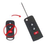 Carcasa llave control remoto para Nissan convertida flip  3 botones