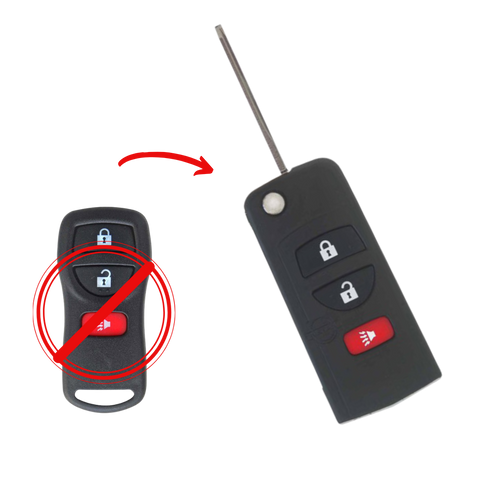 Carcasa llave control remoto para Nissan convertida flip  3 botones