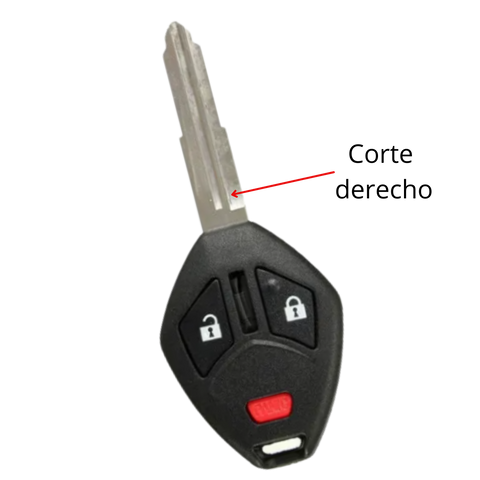 Carcasa de Llave Fija Mitsubishi con 2 Botones + Pánico: Corte Derecho