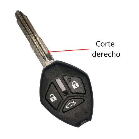 Carcasa Premium para Llave Mitsubishi: 2 Botones + Cajuela (Corte Derecho)