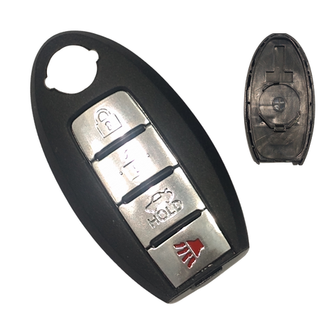 Carcasa de Llave Premium de 4 Botones para Nissan con Inserto Lateral y Lámina de Batería