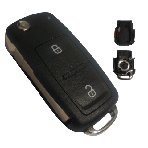 Carcasa abatible 2 botones para llave VW Jetta, EuroVan, Sharan y Touareg 2000-2011, repuesto de calidad original