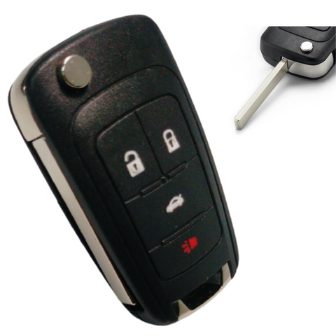 Carcasa llave abatible Chevrolet Camaro, Malibu, Sonic - 4 botones con cajuela y pánico, diseño compacto y resistente