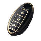 Funda de TPU Negra Brillante Para Nissan Armada Frontier NP300 Juke Kicks Leaf March Murano Note Rogue Sentra Tiida 2008 al 2022 3 Botones.