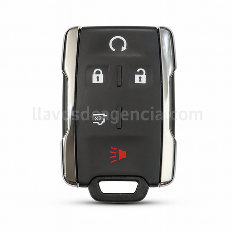 Carcasa cromada de repuesto para llave Chevrolet Silverado, Suburban, Tahoe, Colorado y GMC Sierra, Yukon 2014-2019 con control de compuerta trasera y botón de pánico
