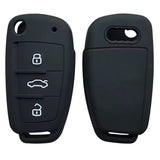 Funda de silicón negro 3 botones para llave Audi A1, A3, A4, A6, Q3, Q7 y TT 2005-2013, protección completa contra golpes
