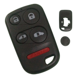 Carcasa de reemplazo para control remoto tipo llavero Honda Odyssey Minivan 1999-2004, diseño de 5 botones: abrir, cerrar, puerta lateral izquierda corrediza, puerta lateral derecha corrediza y pánico, color gris, tapa externa para cambio de batería 2025 con moneda, sin llave integrada, cuelga como llavero