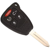 Carcasa llave Chrysler 5 botones con cajuela y arranque remoto para Cirrus Sebring 2007-2014, vista frontal con botones de bloqueo desbloqueo y pánico
