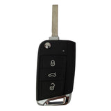 Carcasa de repuesto para llave Volkswagen Golf Jetta Passat 3 botones abatible con perfil HU162T vista frontal