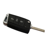 Carcasa llave VW Golf Jetta Passat Tiguan 3 botones plegable HU162T vista posterior con hoja virgen