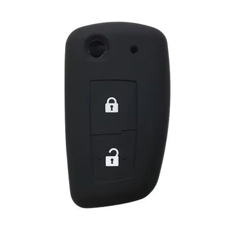 Funda protectora de silicón negro para llave Nissan tipo navaja abatible flip con 2 botones abrir cerrar, compatible con Murano, Maxima, Juke, X-Trail, Micra, Pulsar, Qashqai, Sunny, Cefiro, textura antideslizante, protección contra golpes y rayones