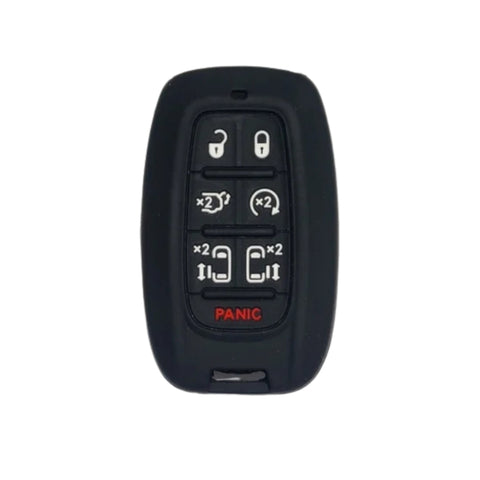 Funda protectora de silicón antideslizante color negro para llave inteligente de proximidad Chrysler Pacifica Dodge Voyager 7 botones con controles de puertas laterales corredizas arranque remoto y cajuela 2017 2018 2019 2020 2021 2022, resistente al agua y altas temperaturas