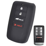 Funda protectora de silicón negro antiderrapante para llave Honda Acura MDX, RLX, ILX, RDX, TL, TLX, ZDX 2016-2020, diseño de 4 botones con cajuela y pánico, resistente a altas temperaturas