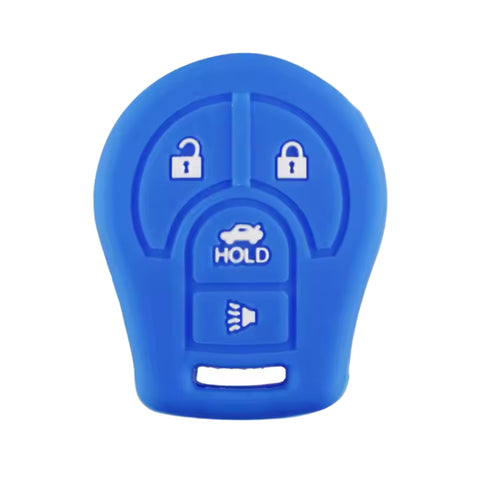 Funda protectora de silicón azul antideslizante para llave Nissan con 4 botones incluyendo abrir, cerrar, cajuela y pánico, compatible con Sentra, Altima, Rogue, Armada, Maxima, Patrol, Navara, Micra, Juke, March, Qashqai, Frontier, NP300, Versa, X-Trail 2002-2019, calidad de horno resistente a altas temperaturas