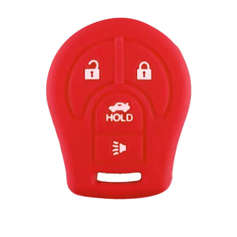 Funda protectora de silicón rojo antideslizante para llave Nissan con 4 botones incluyendo abrir, cerrar, cajuela y pánico, compatible con Sentra, Altima, Rogue, Armada, Maxima, Patrol, Navara, Micra, Juke, March, Qashqai, Frontier, NP300, Versa, X-Trail 2002-2019, calidad de horno resistente a altas temperaturas