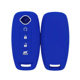 Funda protectora de silicón azul antideslizante para llave de presencia inteligente Nissan con 4 botones incluyendo arranque a distancia, compatible con X-Trail T33, Qashqai J12, Altima, Pathfinder, Kicks, Juke, Rogue, Ariya 2022-2026, calidad de horno resistente a altas temperaturas