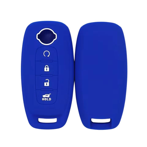 Funda protectora de silicón azul antideslizante para llave de presencia inteligente Nissan con 4 botones incluyendo arranque a distancia, compatible con X-Trail T33, Qashqai J12, Altima, Pathfinder, Kicks, Juke, Rogue, Ariya 2022-2026, calidad de horno resistente a altas temperaturas