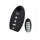Funda protectora de silicón negro antideslizante para llave de presencia inteligente Nissan e Infiniti con 5 botones incluyendo arranque remoto, cerrar, abrir, cajuela y pánico, compatible con Sentra, Altima, Murano, Pathfinder, Maxima, Rogue, Qashqai, X-Trail, QX60, JX35 2013-2017, calidad de horno resistente a altas temperaturas