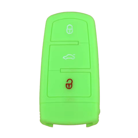 Funda protectora de silicón verde fosforescente calidad de horno 3 botones abrir cerrar cajuela para llave de presencia keyless Volkswagen Passat CC B6 B7 Jetta 2005-2015, brilla en la oscuridad, antideslizante resistente altas temperaturas