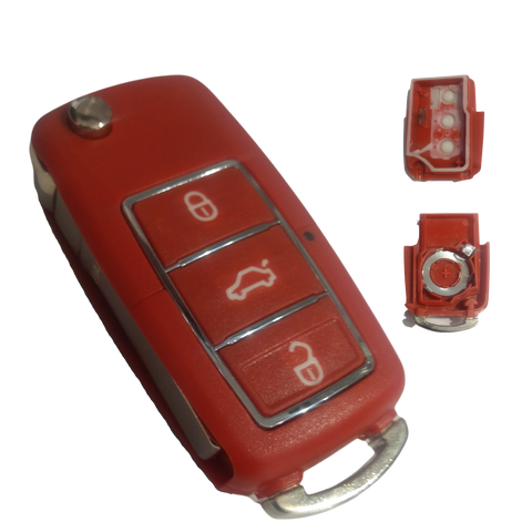 Carcasa abatible impermeable color rosa/naranja para llave Volkswagen Jetta, Golf, Polo y Vento 2002-2022, protección contra agua
