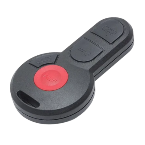 Carcasa de repuesto para control remoto tipo llavero Volkswagen Jetta Beetle Cabrio Golf Passat 1993-2002 con 4 botones abrir cerrar cajuela y pánico con círculo rojo, cierre por clip a presión