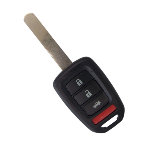 Carcasa de reemplazo para llave Honda City, Civic, Accord, CR-V, HR-V, Jazz, XR-V 2014-2019, diseño de 4 botones: abrir, cerrar, cajuela y pánico, incluye llave virgen sin cortar, calidad OEM