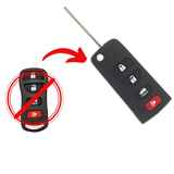 Carcasa navaja abatible flip para convertir control remoto tipo llavero y llave física Nissan en una sola pieza, 4 botones abrir cerrar cajuela pánico, base de metal premium resistente, compatible con Xterra, Frontier, Murano, Pathfinder, Titan, Versa, Maxima, Quest, Armada, Infiniti, mecanismo plegable protege llave de golpes