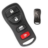 Carcasa de reemplazo para control remoto Nissan con 4 botones abrir cerrar cajuela pánico, compatible con Armada, Xterra, Pathfinder, Frontier, Quest, Titan, Murano, Altima, Maxima, Sentra, 350Z 2003-2009, material ABS negro mate, control tipo llavero sin llave física