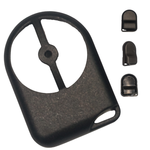 Carcasa de reemplazo para control remoto Nissan Tsuru con tapa trasera ancha especial para batería 27A cilíndrica grande, 2 botones abrir cerrar sin botonera de goma, compatible con Tsuru, Sentra, Frontier, material ABS negro mate, control tipo llavero